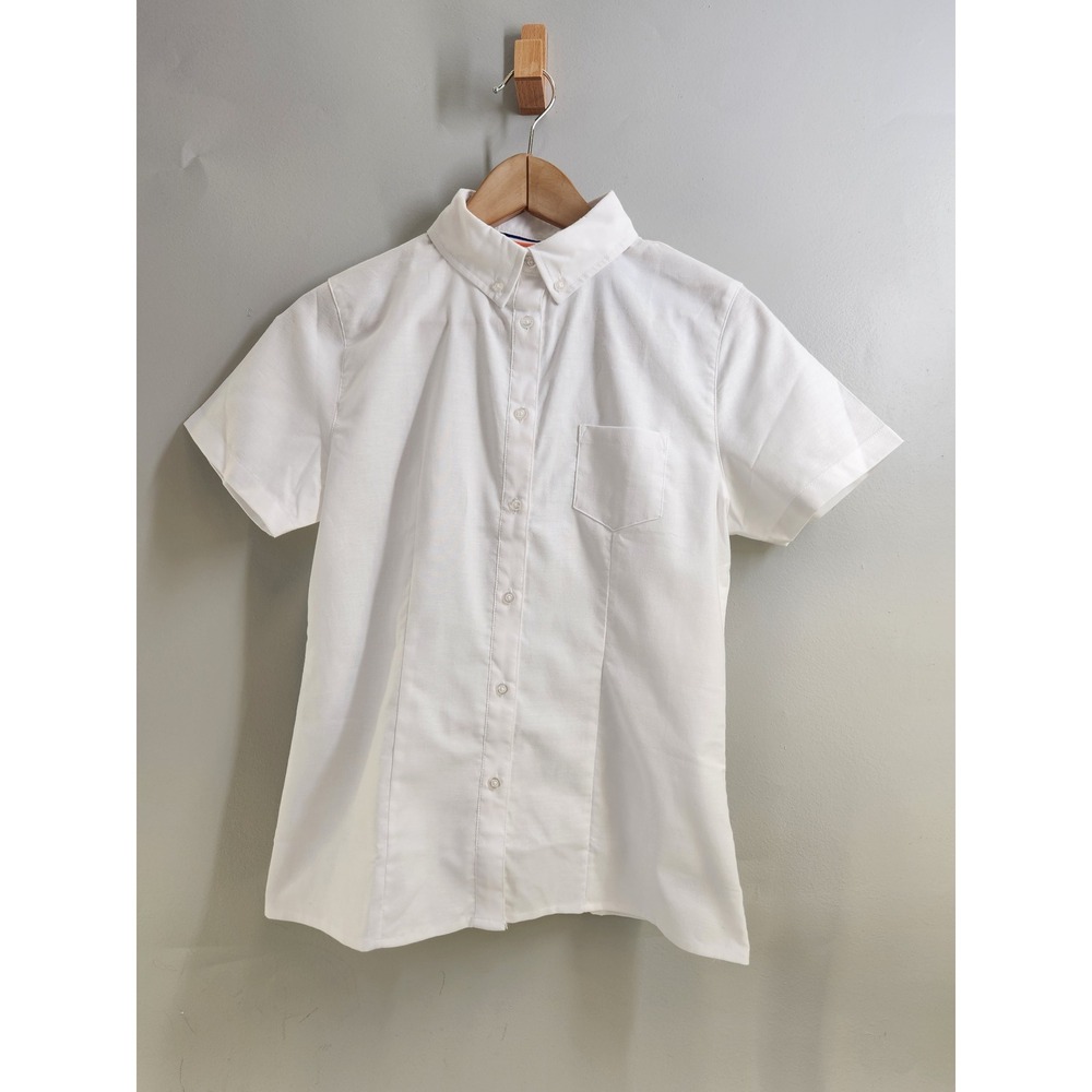 French Toast Oxford Shirt Girls 18 White New Short Sleeve Button Down